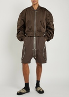 Rick Owens Secchia Flight Satin Bomber Jacket Dark Brown