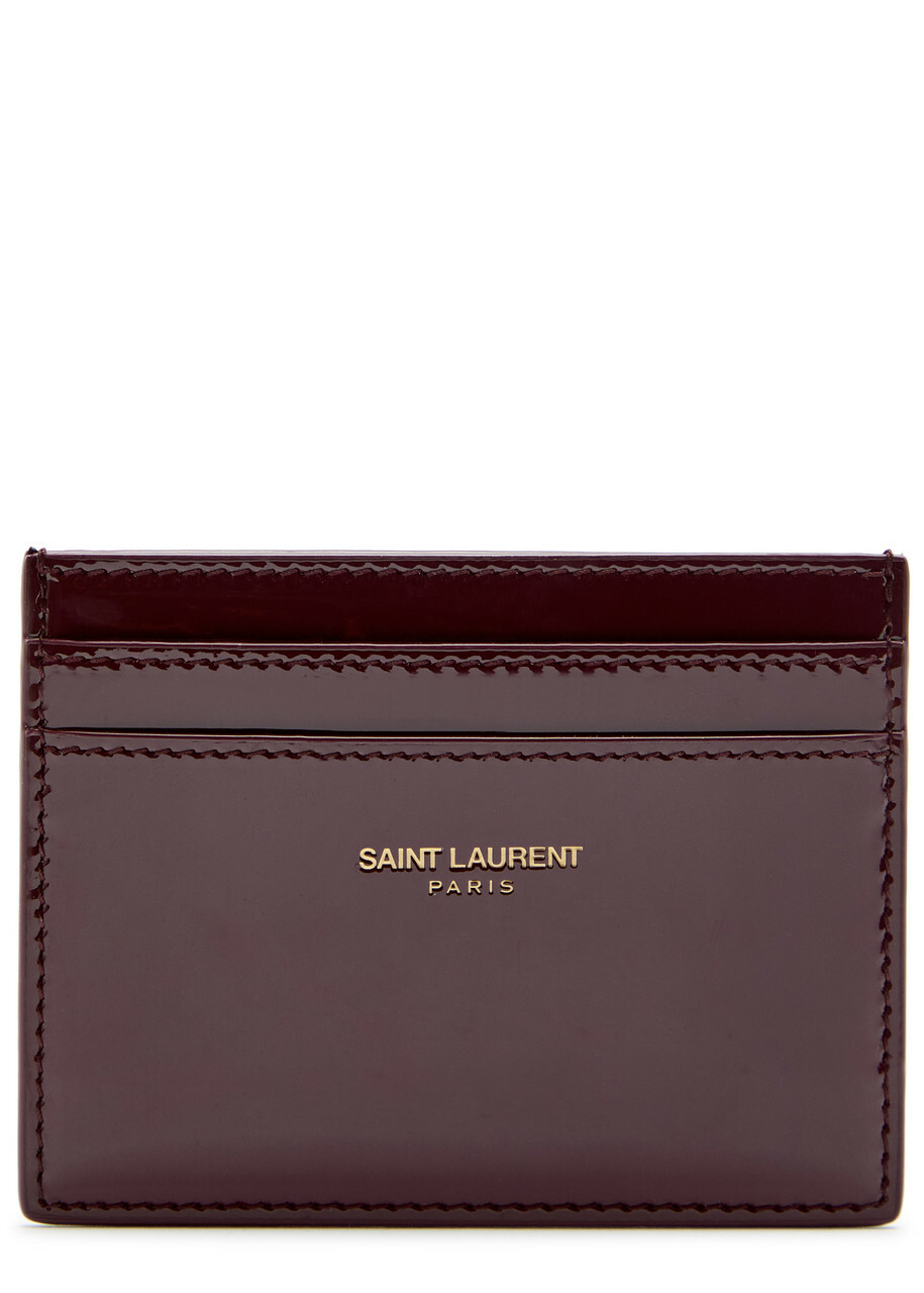Saint Laurent Patent Leather Card Holder - Burgundy - One Size