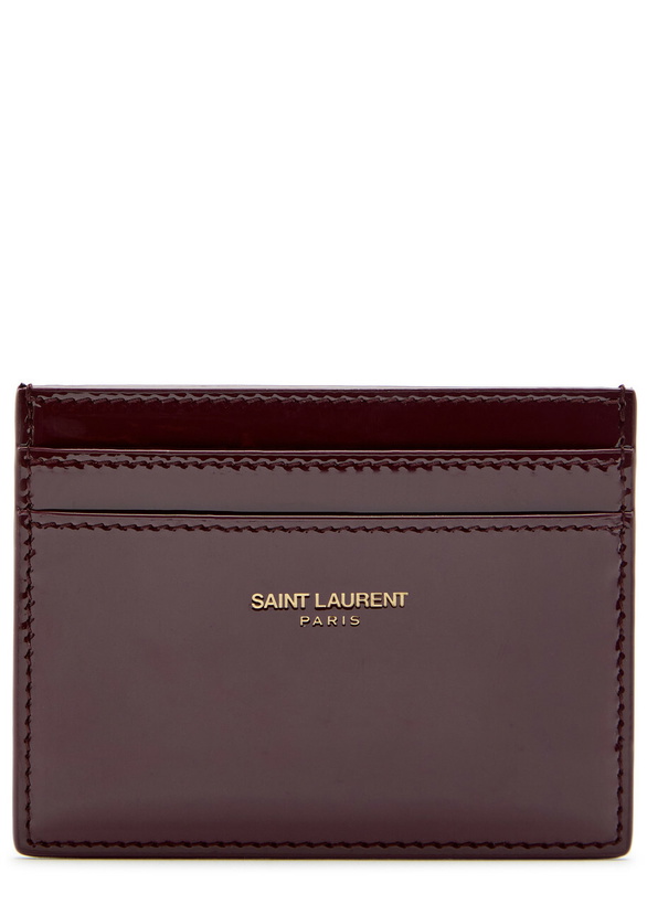 Photo: Saint Laurent Patent Leather Card Holder - Burgundy - One Size
