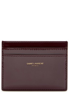 Saint Laurent Patent Leather Card Holder - Burgundy - One Size