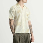 Universal Works Men's Hand Embroidered Stripe Road Shirt in Ecru