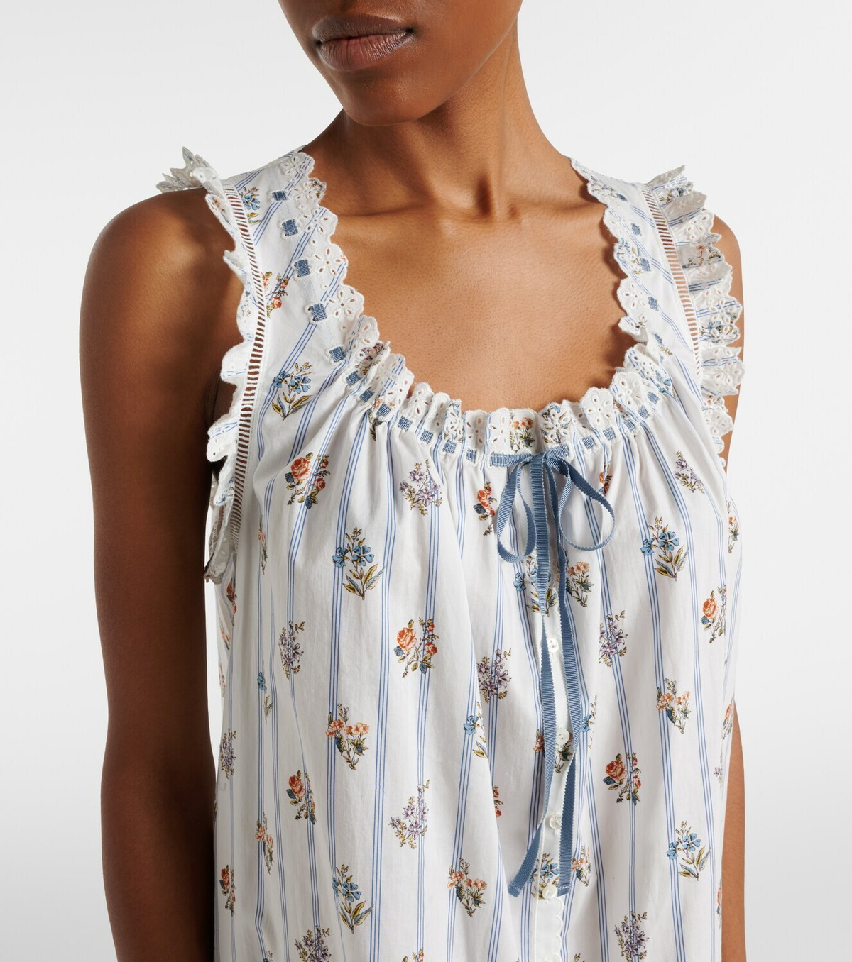 Dôen Nessie floral striped cotton shirt dress