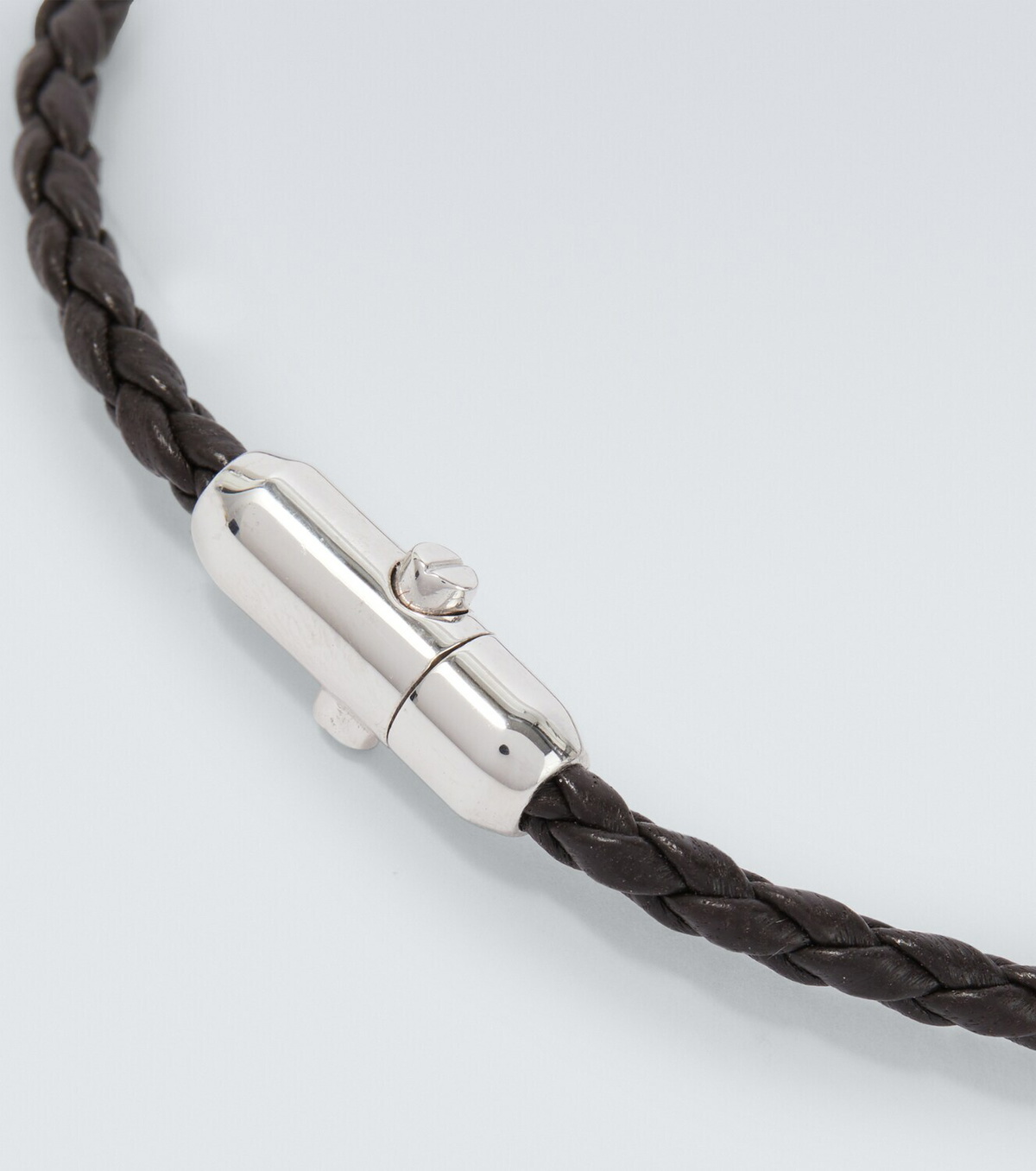 Bottega Veneta Braided leather and sterling silver bracelet