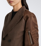 Sacai Double-breasted wool and technical jacket