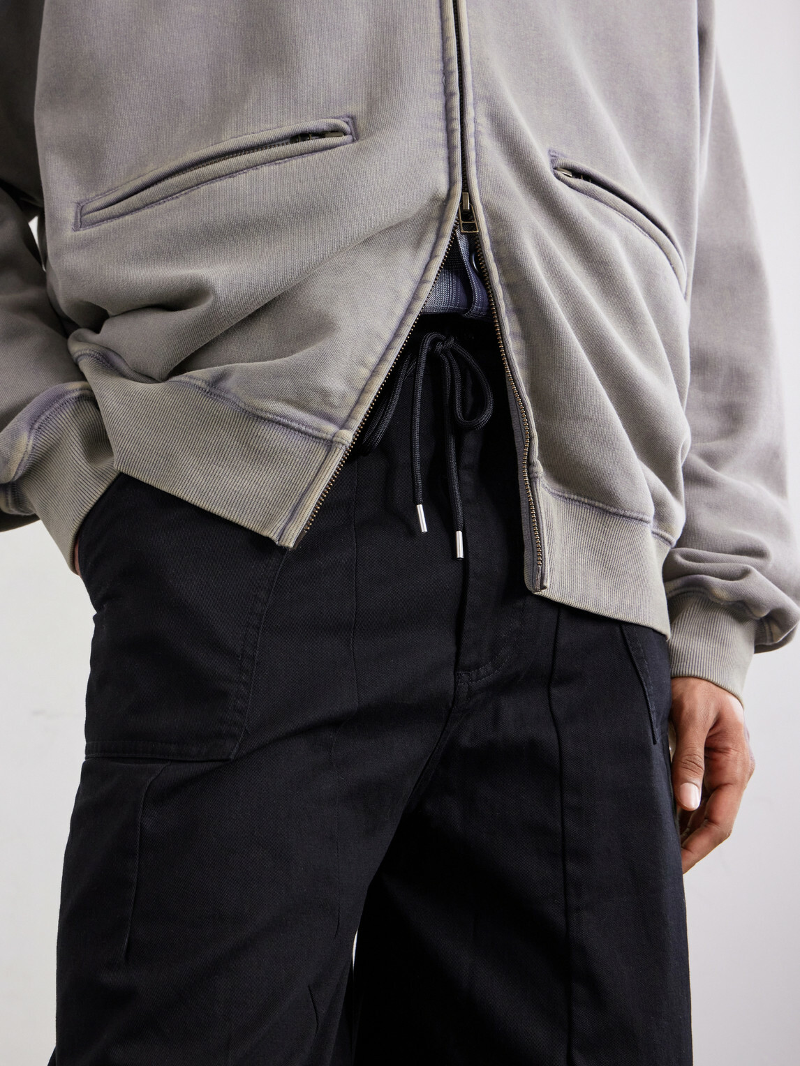 FrizmWORKS - Wide-Leg Cotton-Twill Trousers - Black