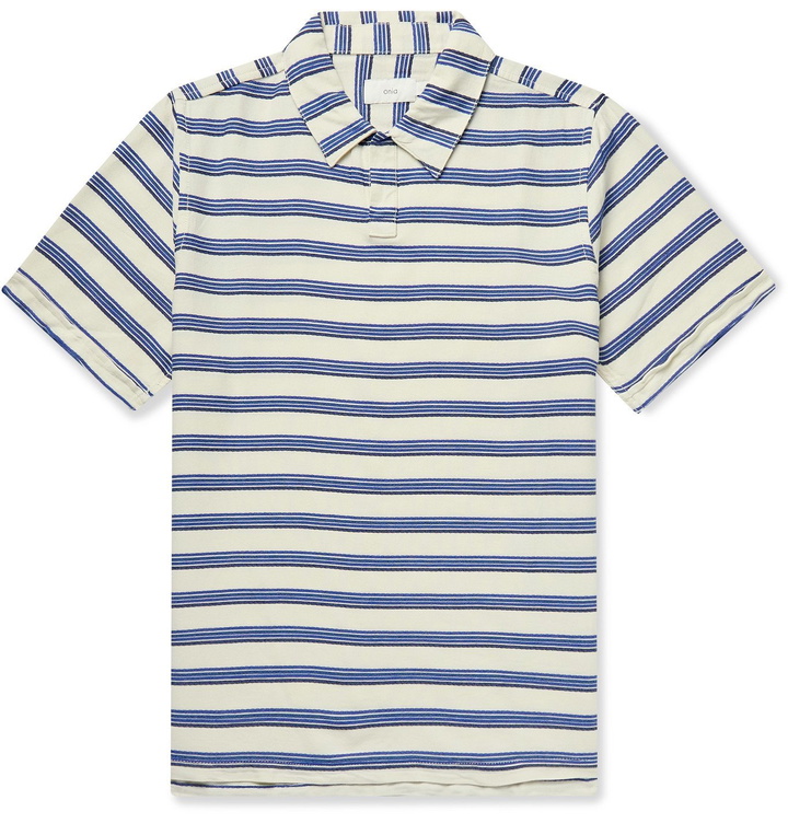 Photo: Onia - William Striped Woven Polo Shirt - Neutrals