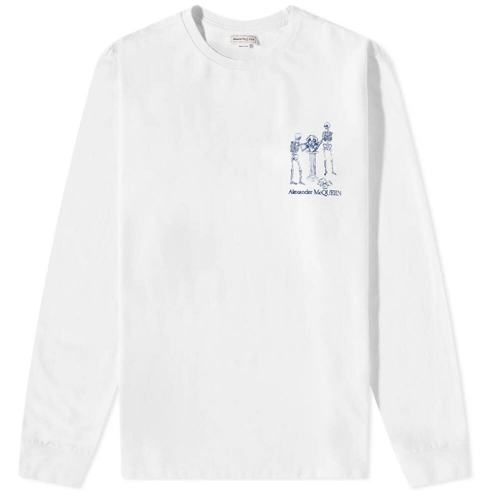Alexander McQueen Men's Long Sleeve Logo T-Shirt in White Alexander McQueen