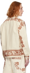 Bode Beige Rose Garland Long Sleeve Shirt