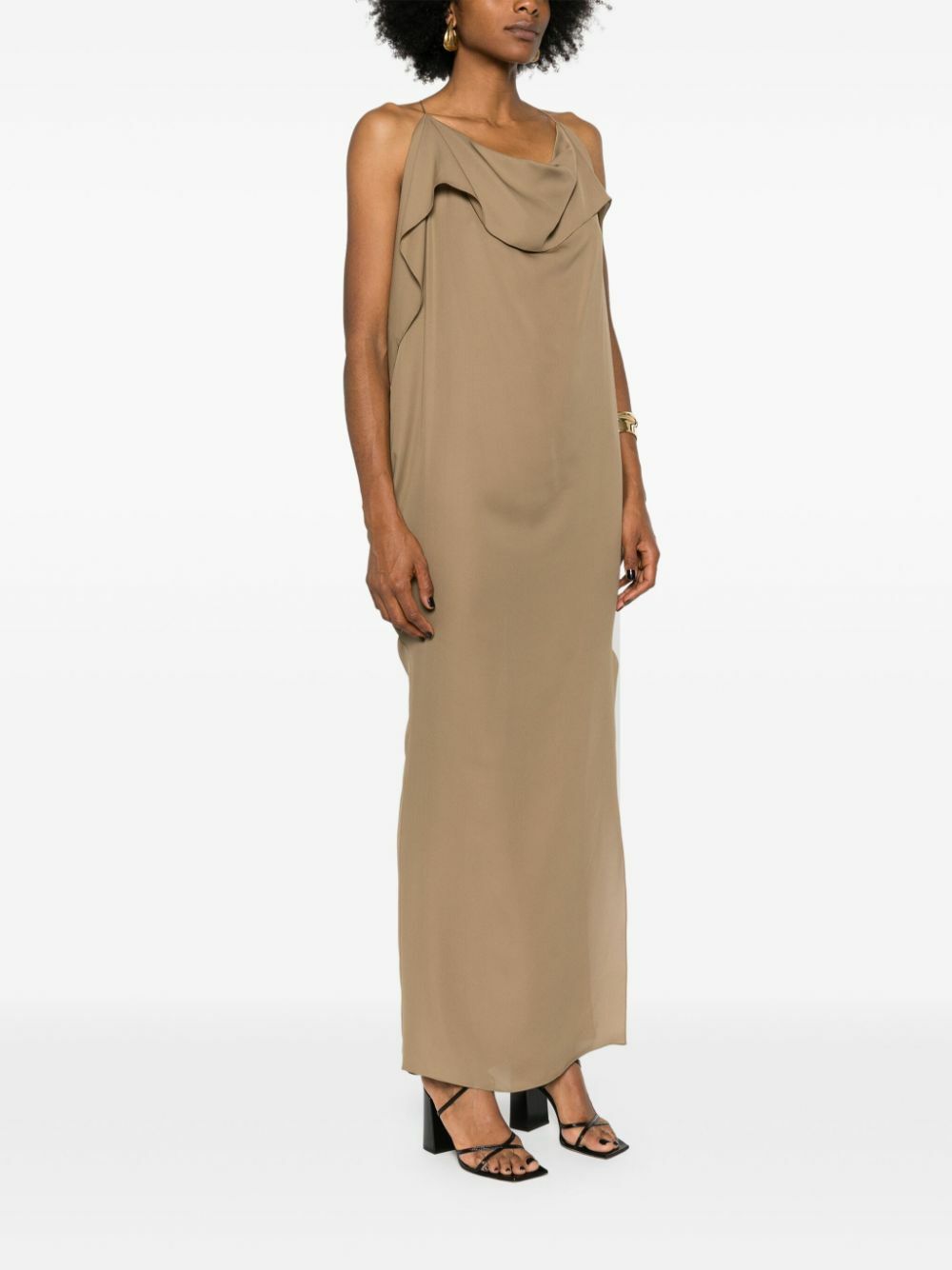 khaite brown dress Soft Coral Knit Maxi Dress