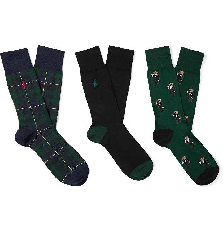 Photo: Polo Ralph Lauren - Three-Pack Logo-Embroidered Cotton-Blend and Stretch-Knit Socks - Multi