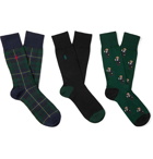 Polo Ralph Lauren - Three-Pack Logo-Embroidered Cotton-Blend and Stretch-Knit Socks - Multi