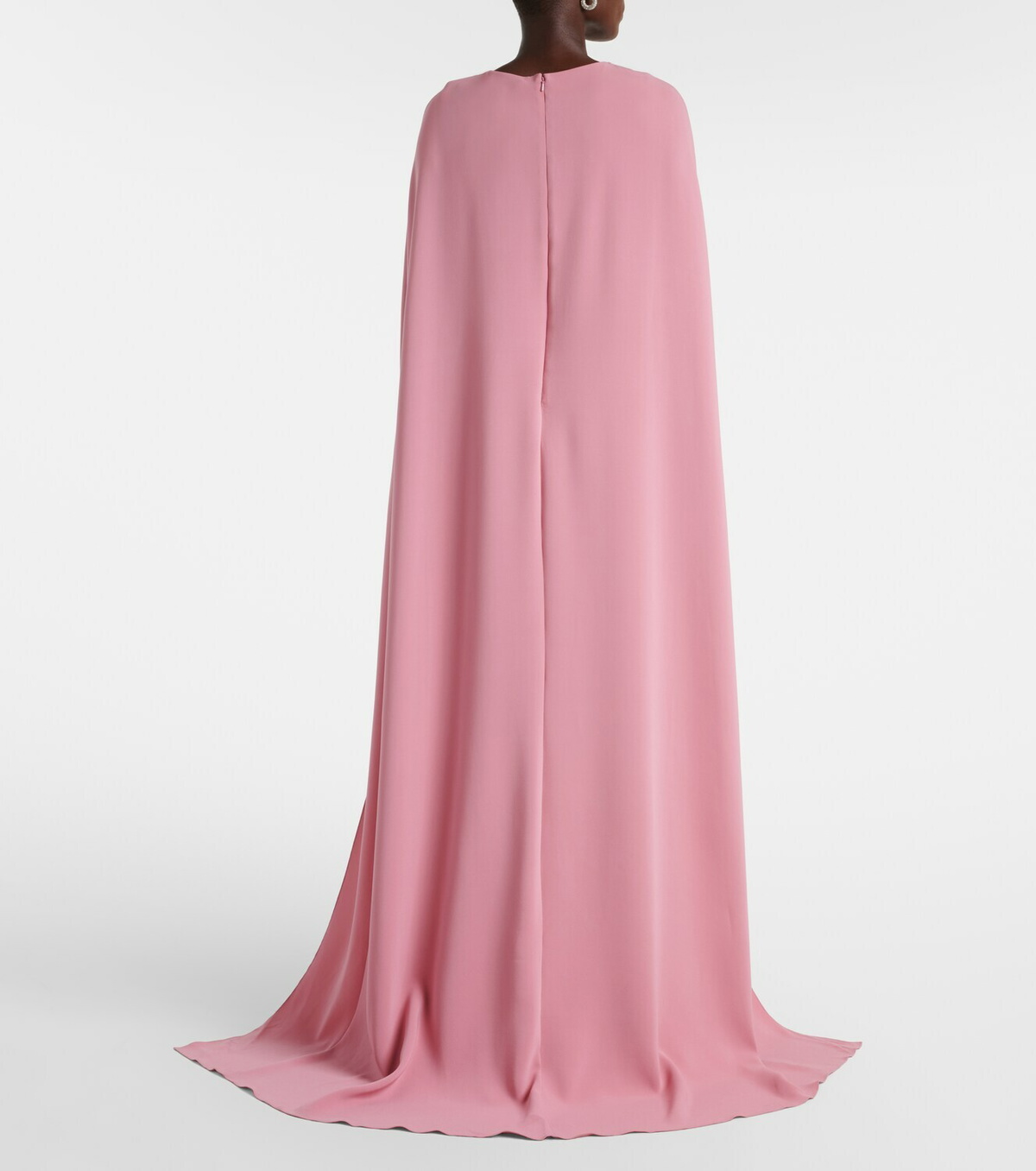 Oscar de la Renta Caped silk-blend georgette gown