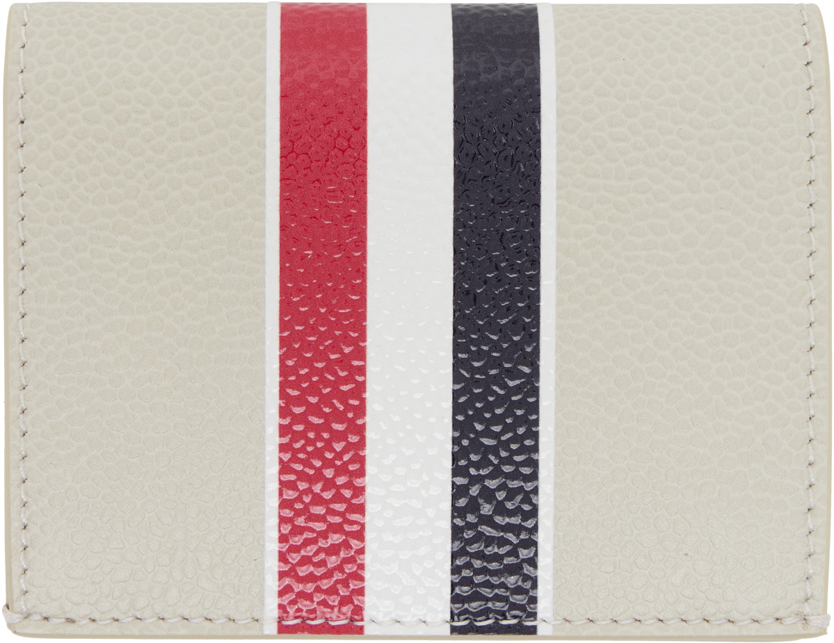Thom Browne Off-White Pebble Grain RWB Stripe Double Card Holder