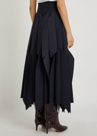 A.W.A.K.E Mode Laser-cut Woven Midi Skirt Navy