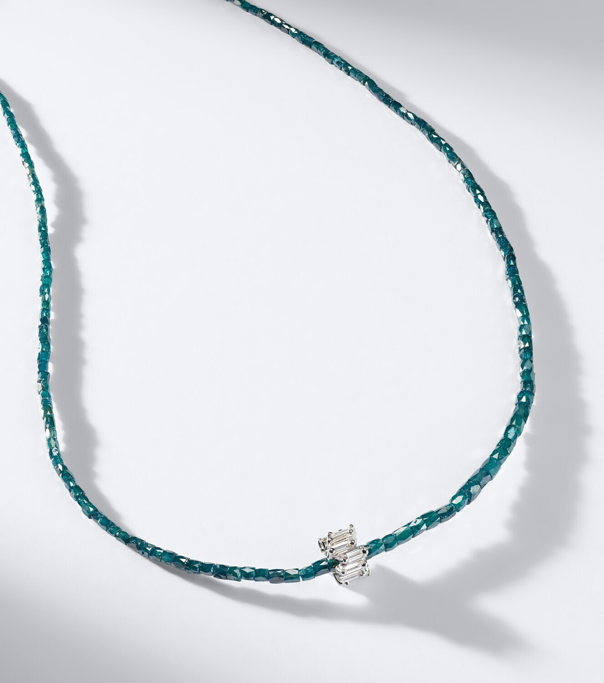 Suzanne Kalan Infinite 18kt gold beaded necklace with diamonds