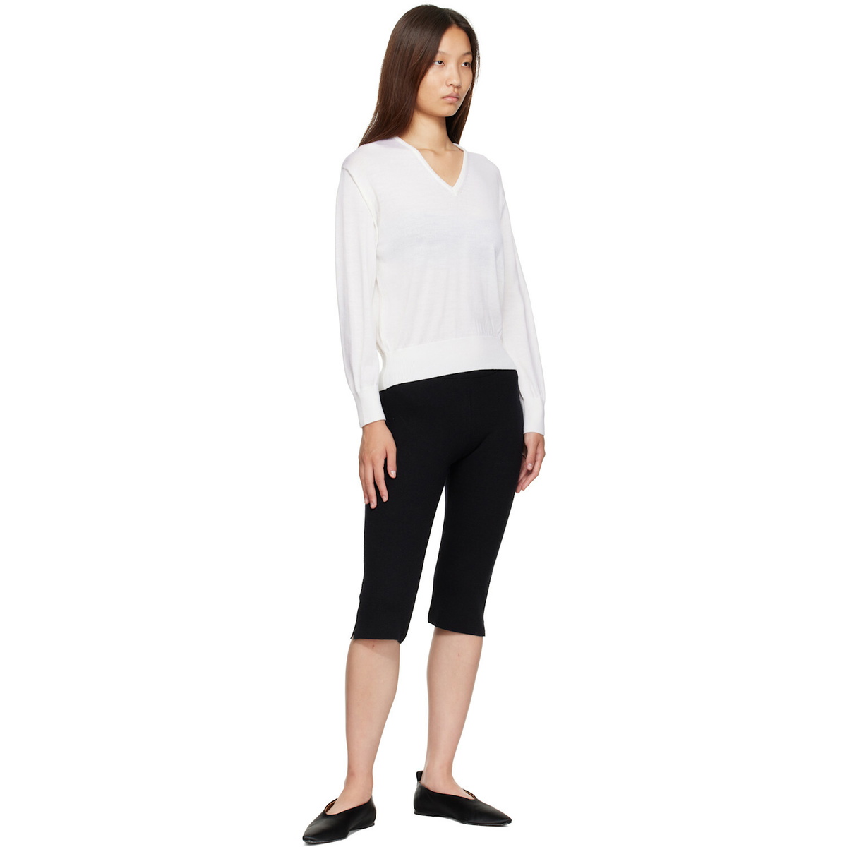 Nothing Written White Sane V-neck Sweater