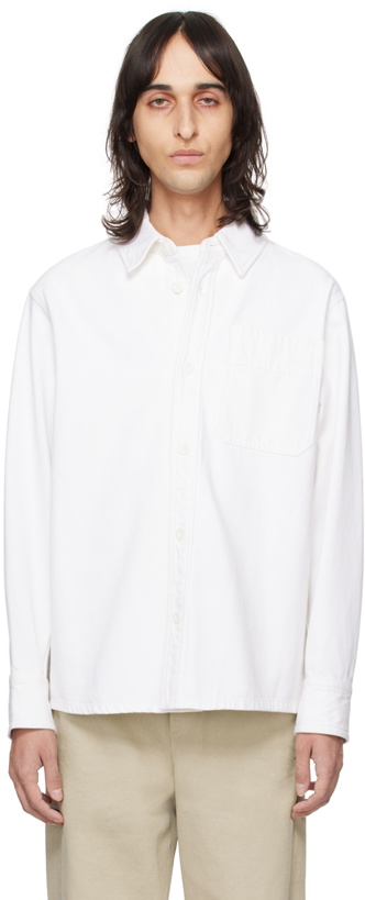 Photo: A.P.C. White Basile Brodée Poitrine Denim Shirt