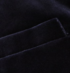 Favourbrook - Navy Grosgrain-Trimmed Cotton-Velvet Waistcoat - Blue