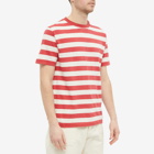 Armor-Lux Men's Wide Stripe T-Shirt in Cranberry/Natural