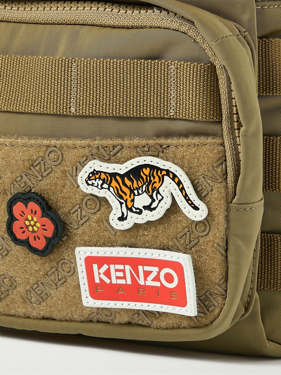 KENZO Jungle Logo-Appliquéd Webbing-Trimmed Tech-Twill Tote Bag