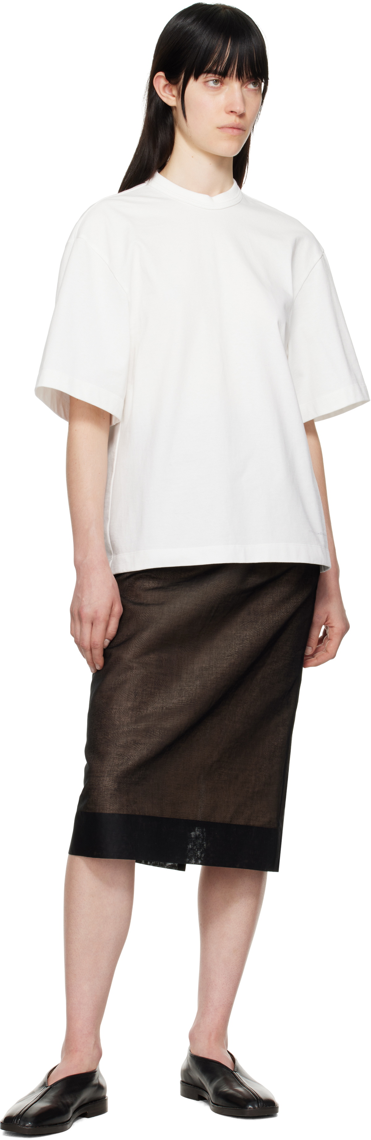 Carven Black Sheer Midi Skirt