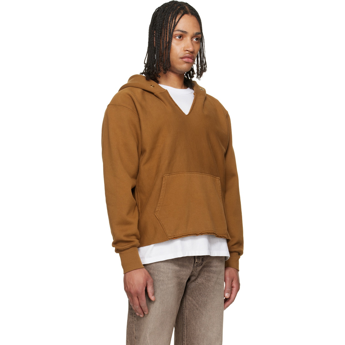 Les Tien Tan Heavyweight Raw Cropped Hoodie