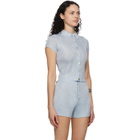 Calle Del Mar Blue Ribbed Short Sleeve Shirt