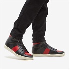 Saint Laurent Men's Sl-10 Hi-Top Top Sneakers in Black/Red