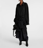 Balenciaga Gathered tie-front cotton shirt dress