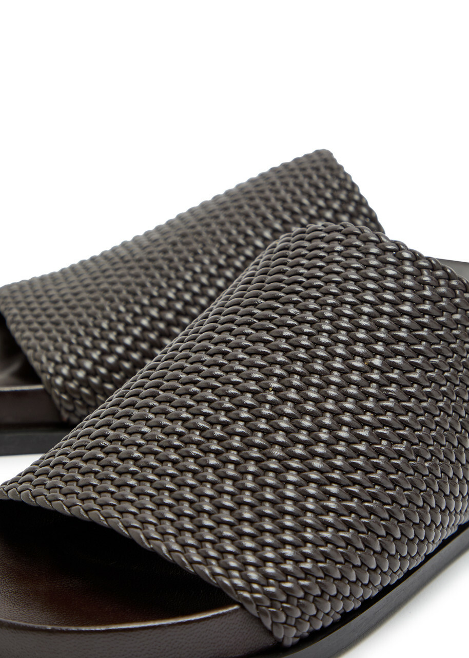 A.emery Luca Woven Leather Sliders Brown