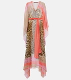Roberto Cavalli Printed belted silk kaftan