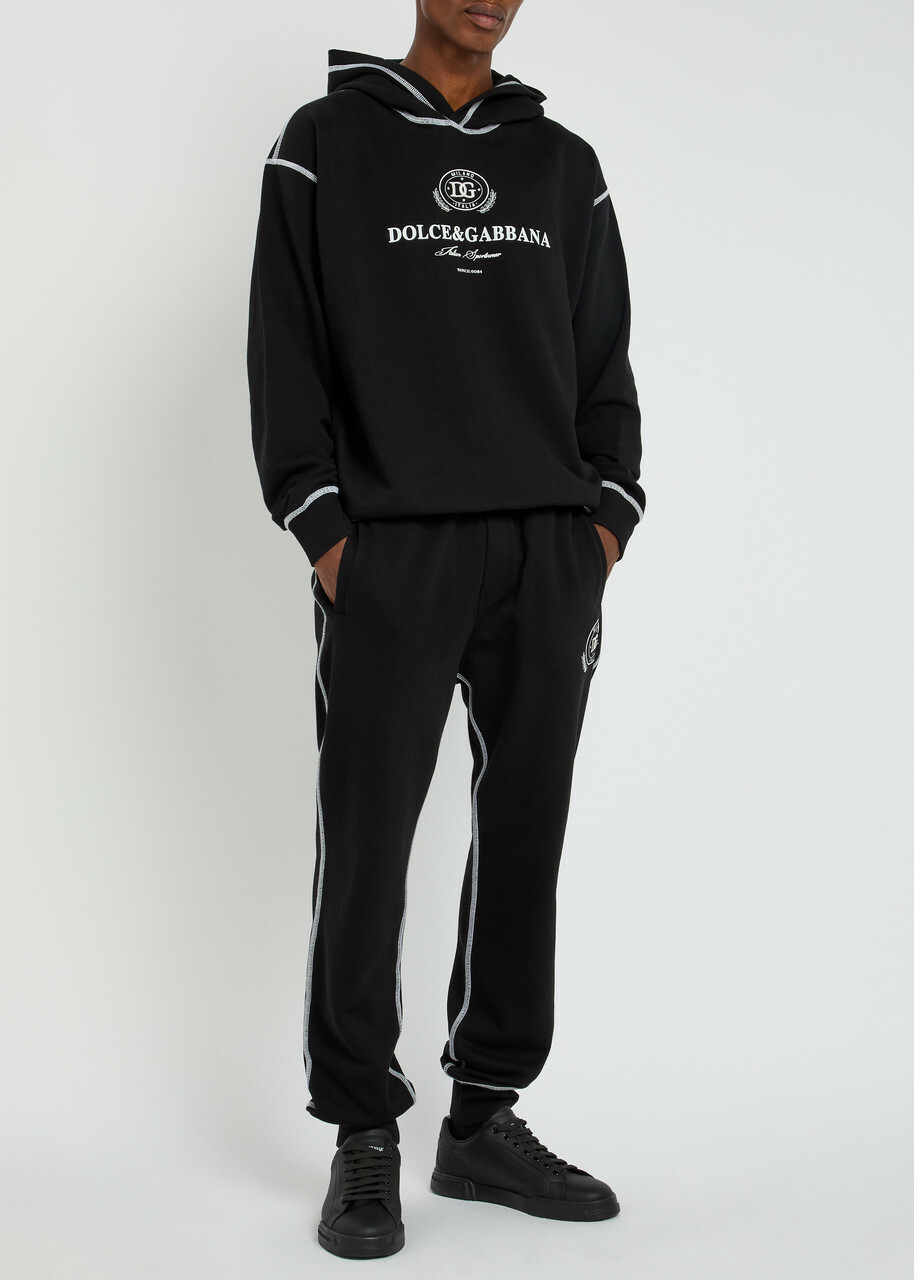 Dolce & Gabbana Logo-embroidered Cotton Sweatshirt Black