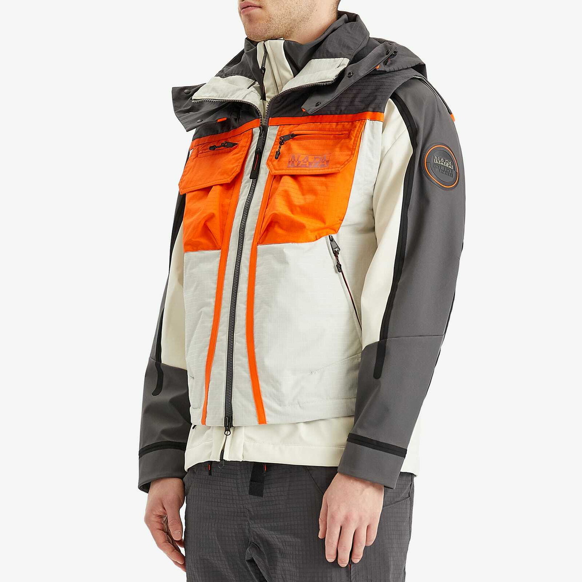Napapijri Men's Modular Utility Jacket in Beige Dimity