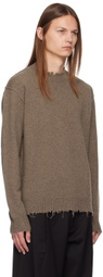 UMA WANG Brown Frayed Sweater