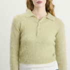Auralee Women's Mohair Knit Polo in Light Khaki