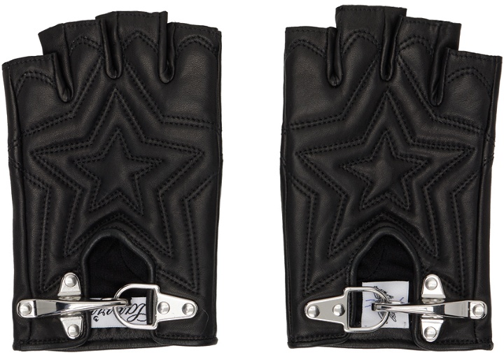 Photo: Lanvin Black Future Edition Quilted Leather Fingerless Gloves