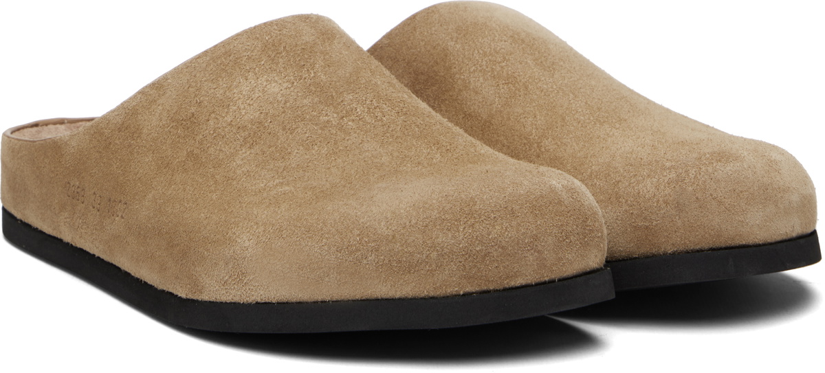 Common Projects Tan Suede Clog Loafers