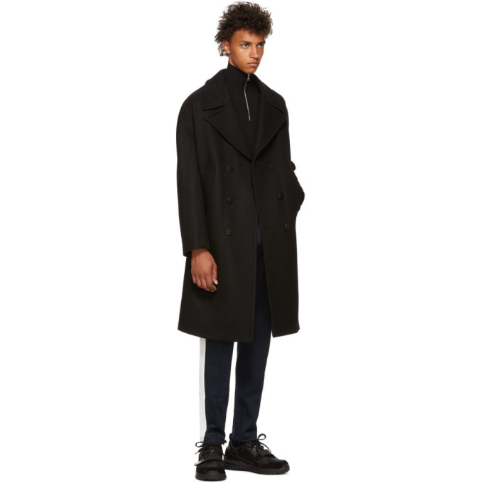 Neil Barrett Black Wool Cappotti Kimono Coat Neil Barrett