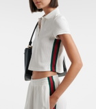 Gucci Web Stripe ribbed-knit cropped polo shirt