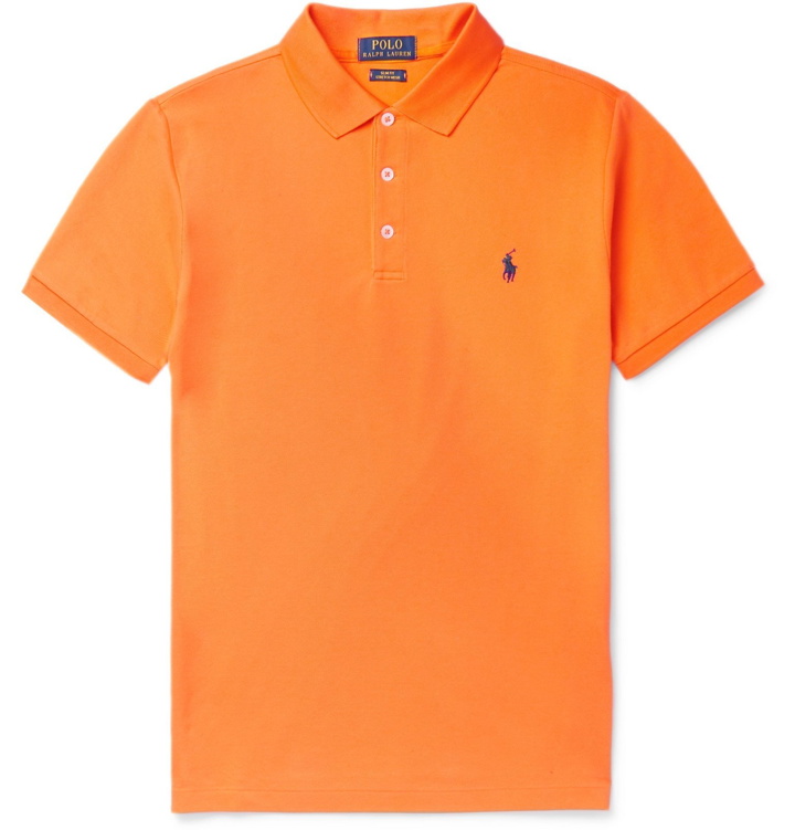 Photo: Polo Ralph Lauren - Slim-Fit Stretch Cotton-Piqué Polo Shirt - Orange
