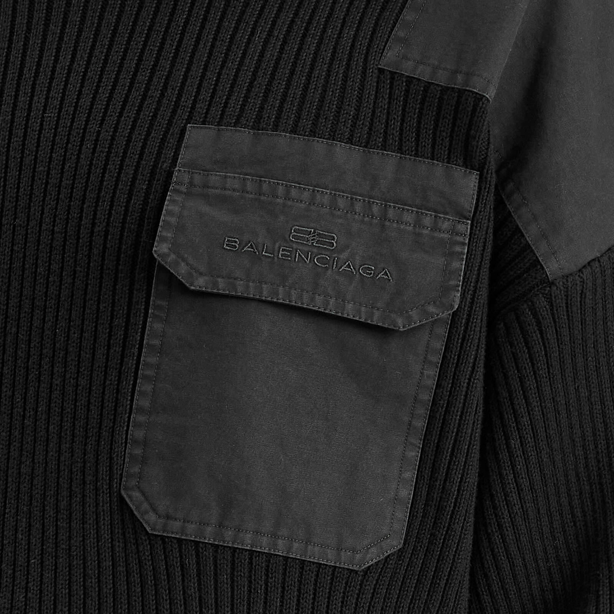 Balenciaga Men's Cotton Military Sweater in Black