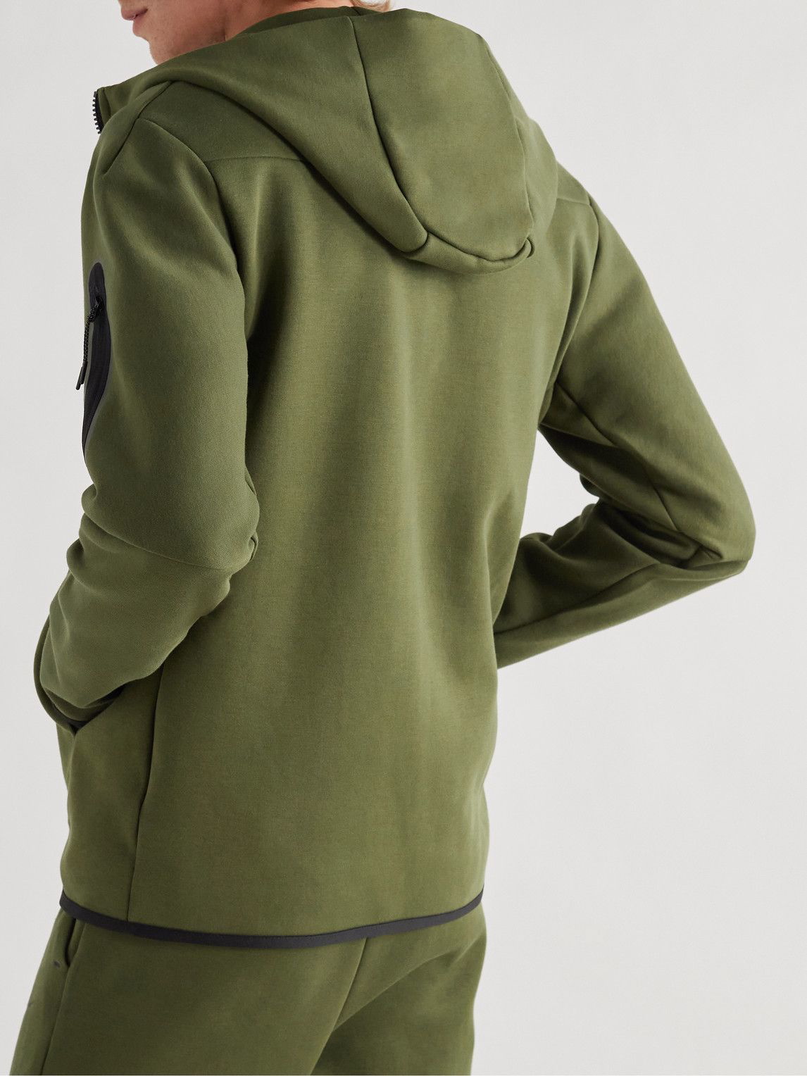 Nike Tech Fleece zip up hoodie in stone and brown