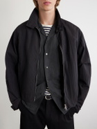 A.PRESSE - Convertible-Collar Silk and Linen-Blend Shirt - Black