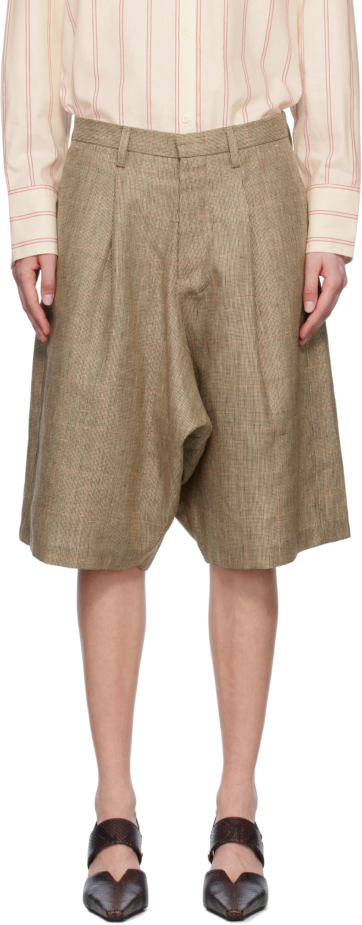 R13 Brown Jumbo Tailored Shorts