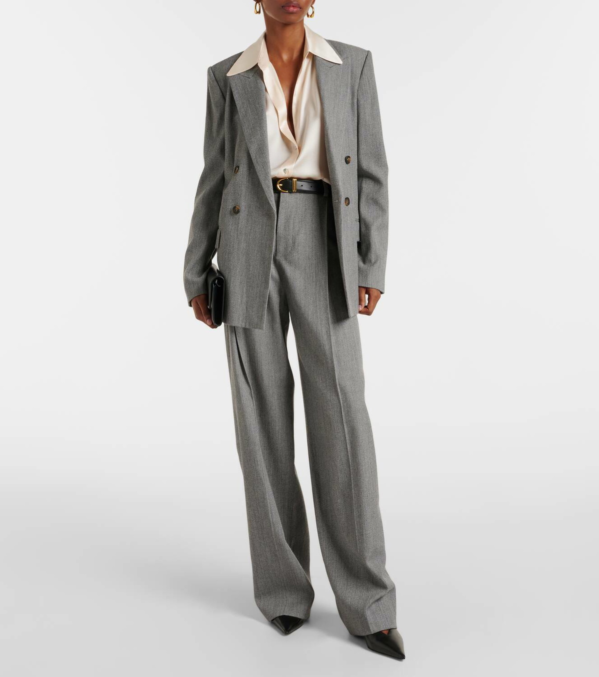 Vince High-rise wool-blend twill wide-leg pants Vince