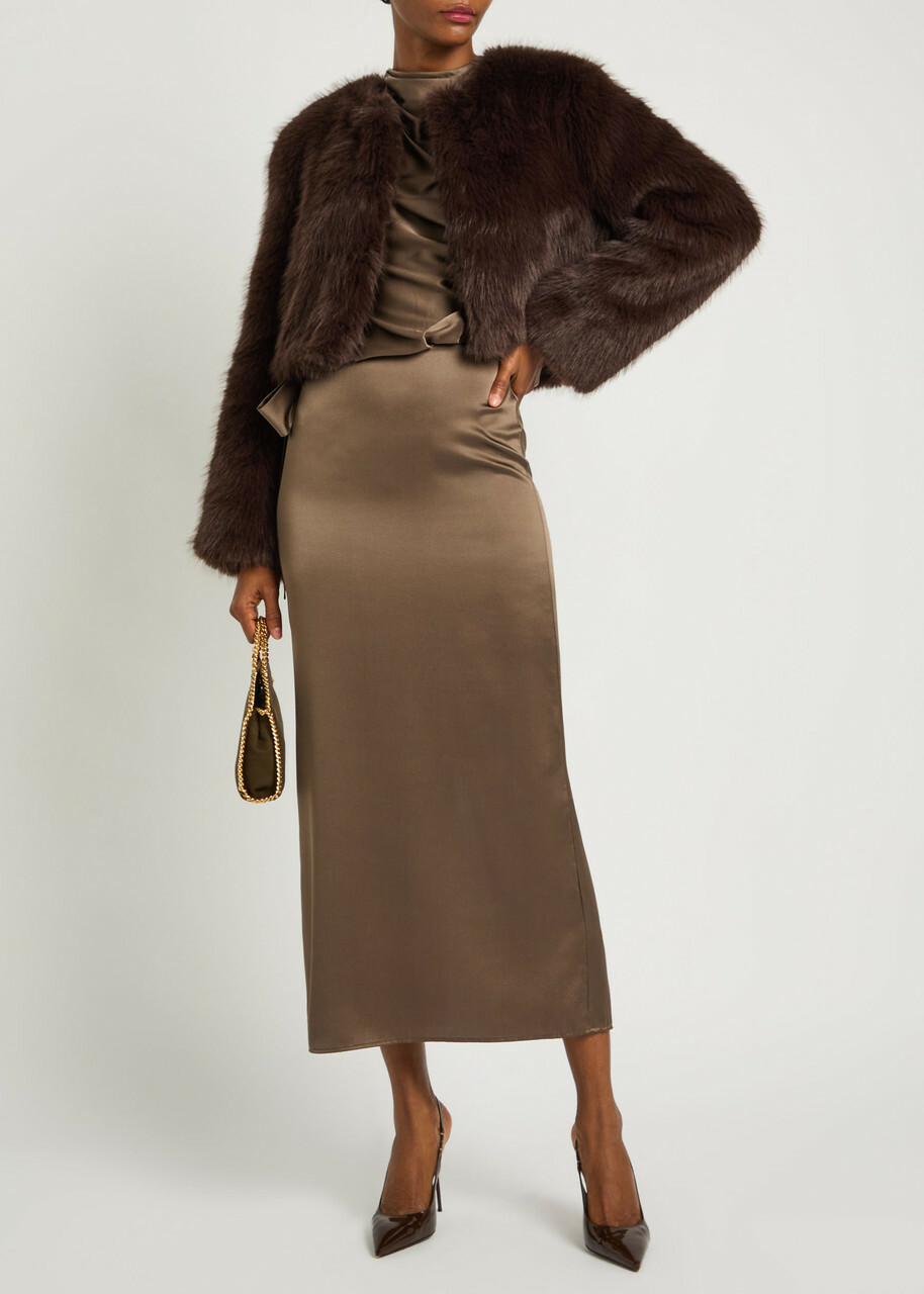 Staud Casimira Faux fur Jacket Brown