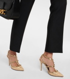Valentino Garavani Rockstud raffia and leather pumps