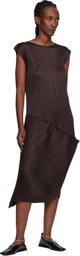 PLEATS PLEASE ISSEY MIYAKE Brown Leap Midi Dress