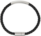Giorgio Armani Black Braided Leather Bracelet