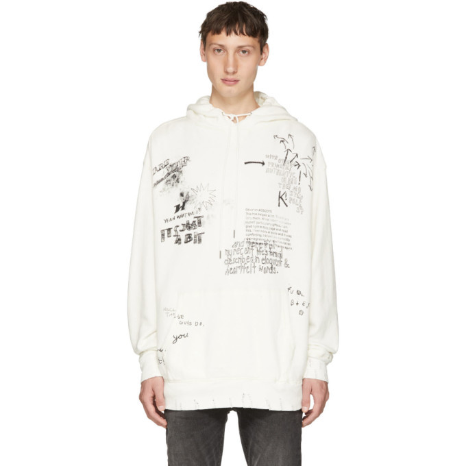 R13 White Doodle Hoodie R13